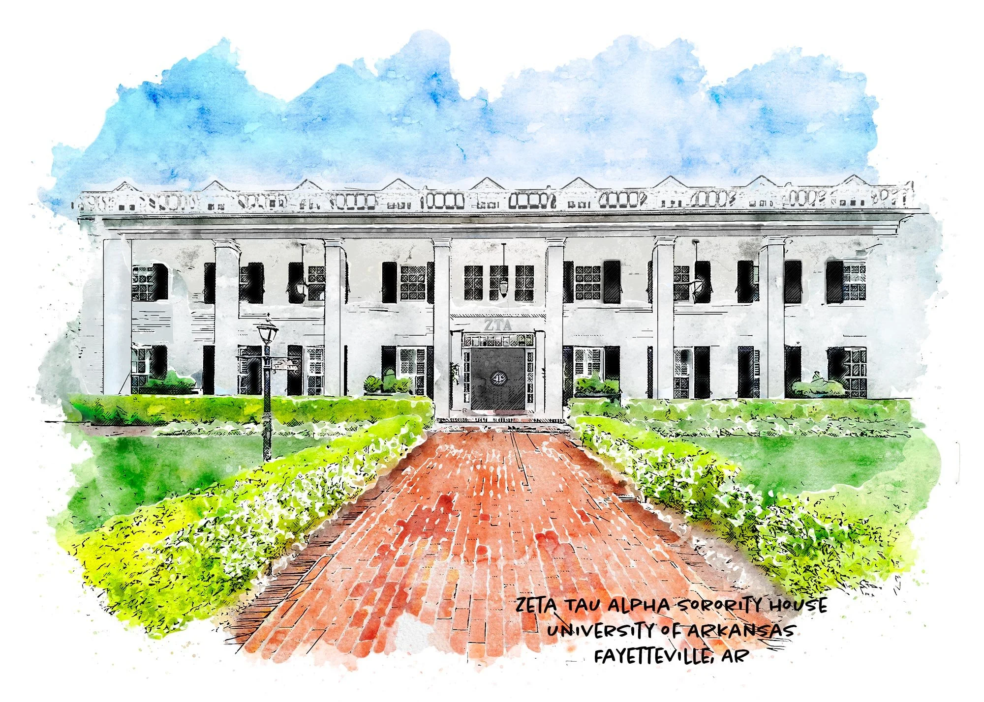 Zeta Tau Alpha-Epsilon Chapter House-UARK, Art Print
